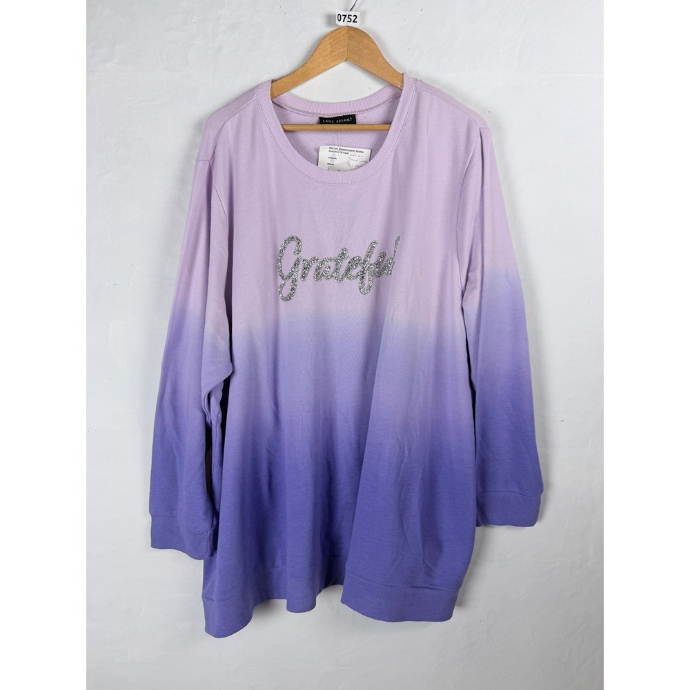 2/$30 Lane Bryant Pink Purple Ombre Grateful Graphic Sweatshirt 26/28